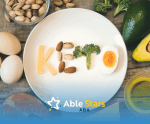 Ketogenic foods spelling out the word "keto" on a plate